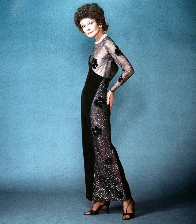 Audrey Hepburn Wearing A Purple Givenchy Dress by Henry Clarke