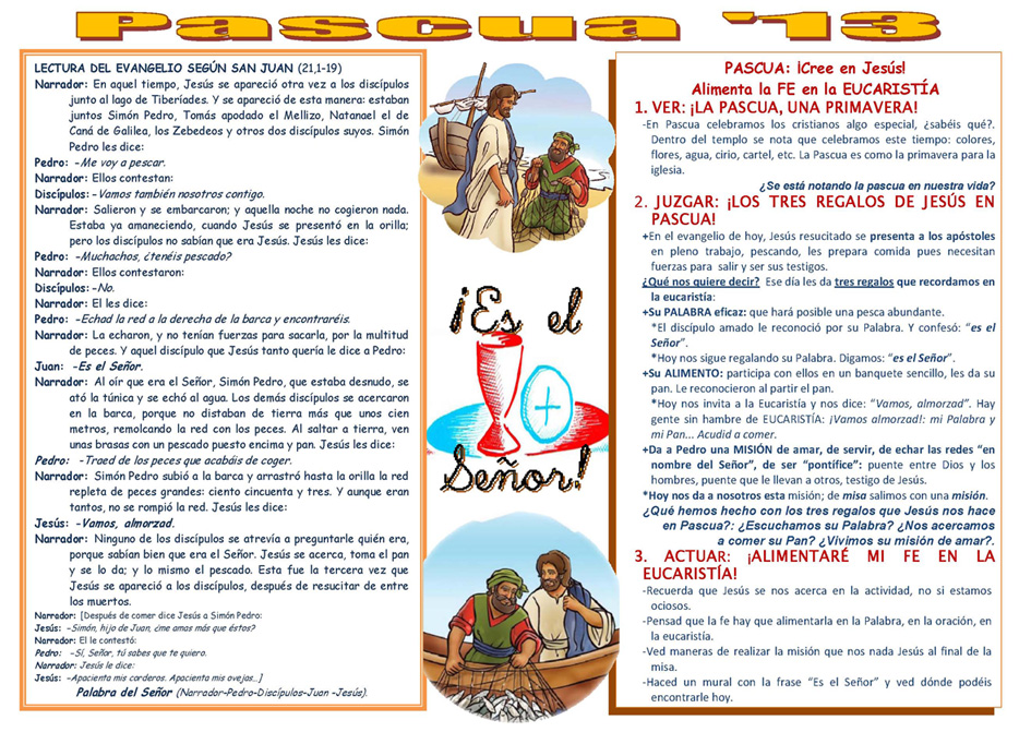 Evangelio del Domingo 14 de abril de 2013 Catequesis de la Diócesis