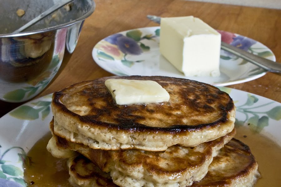 'Round the Chuckbox Oatmeal walnut hotcakes