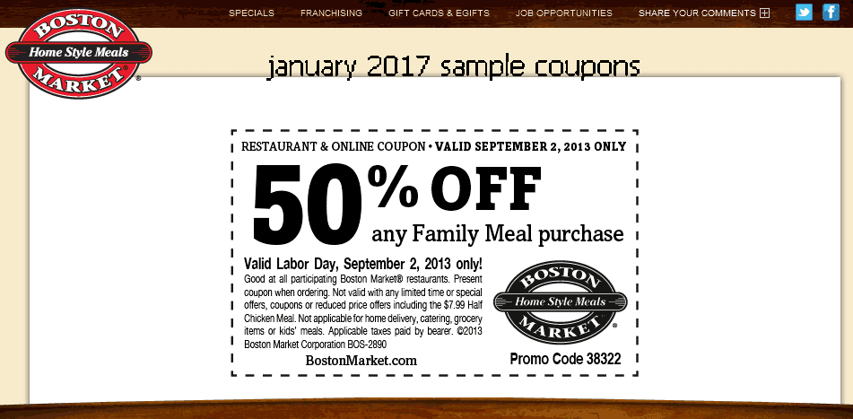 Boston market coupons december 2018