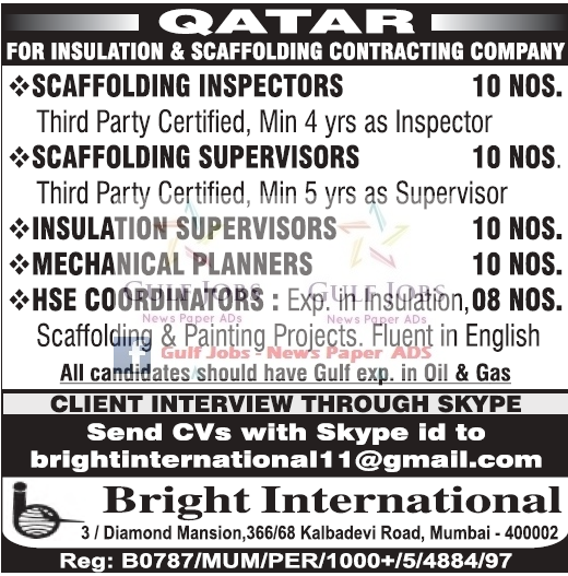 Qatar insulation & scaffolding contracting co Jobs Gulf Jobs for