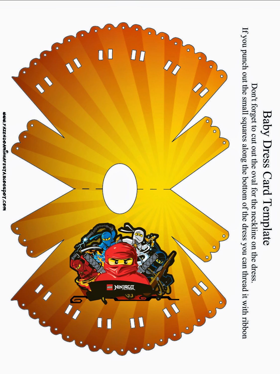 Ninjago: invitaciones, tarjetas y marcos para imprimir gratis. Invitación en forma de camisón de bebé de Naruto.