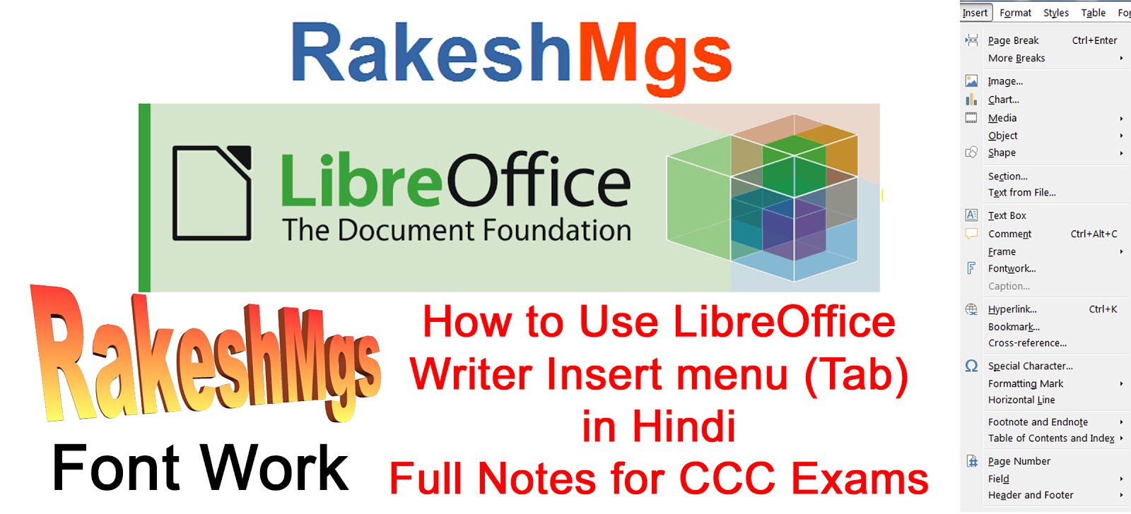 How to Use LibreOffice Writer Insert Menu in Hindi Full Notes