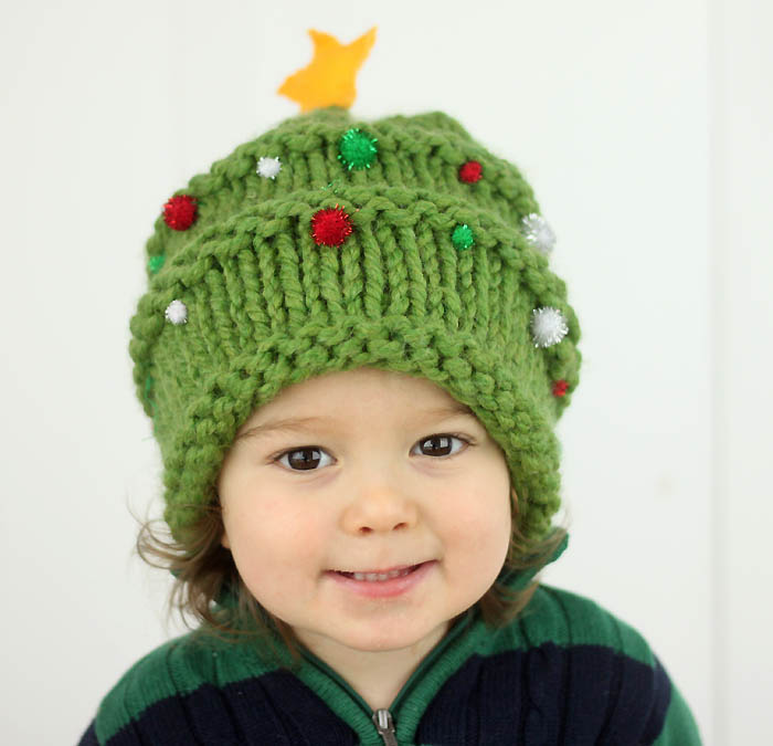 Baby Christmas Tree Hat Knitting Pattern - Gina Michele