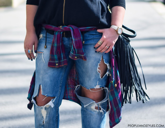 How to wear distressed jeans, stylish plus size fashion street style inspirations
