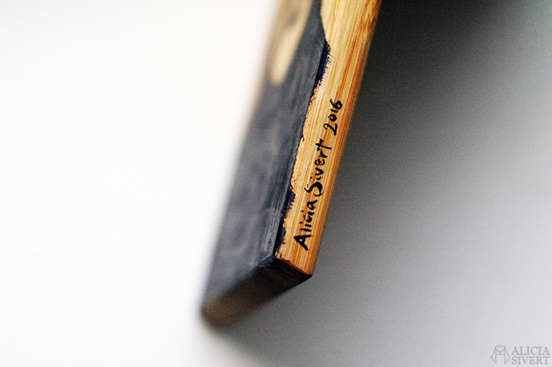 Leonard Cohen (detail), painting by Alicia Sivertsson, 2016. Acrylics on wood.