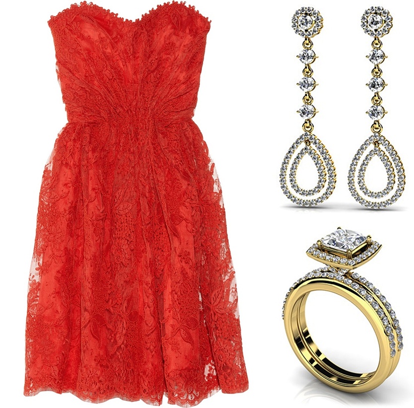 Red earrings for gown clearance