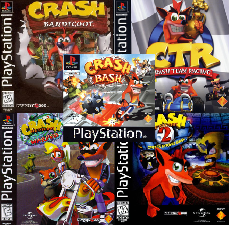 Ps1 Portables: Coleccion Crash Bandicoot 1, 2, 3, Team racing y Bash crash para play 3