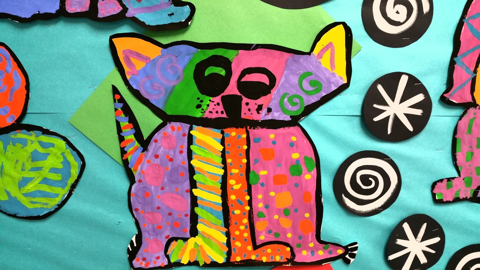 Paintbrush Rocket: 2nd Grade Romero Britto Cats and Dogs!