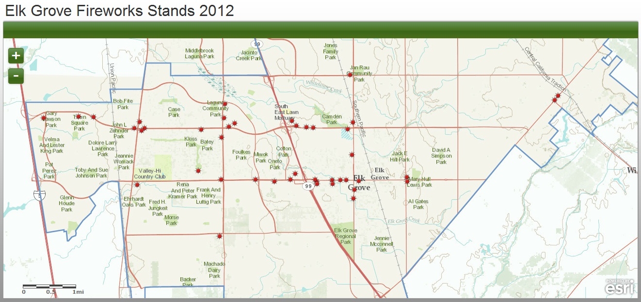 Interwest GIS Firework Stands in Elk Grove