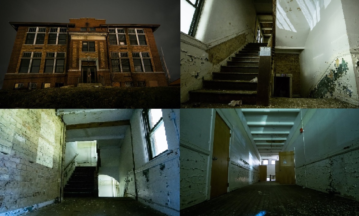 Not long before the Middle School was razed, these interior photos were taken ~