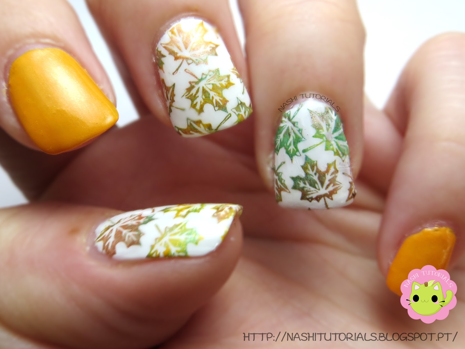 10. "Ombre Leaves" Nail Art for Short Nails - wide 6