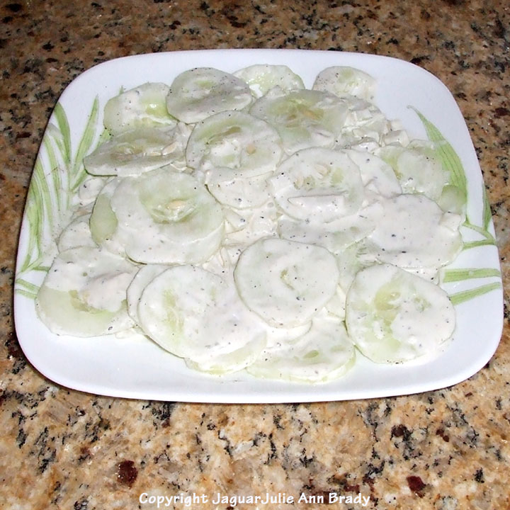 Julie Ann Brady Blog On Cucumbers in Asiago Peppercorn Dressing