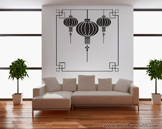 Sticker mural lampes chinoises pour une décoration de style 100% asiatique 