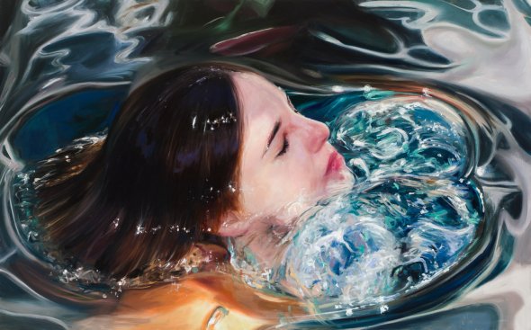 As pinturas hiper-realistas de mulheres na água de Reisha Perlmutter Reisha Perlmutter pinturas mulheres subaquáticas água realista