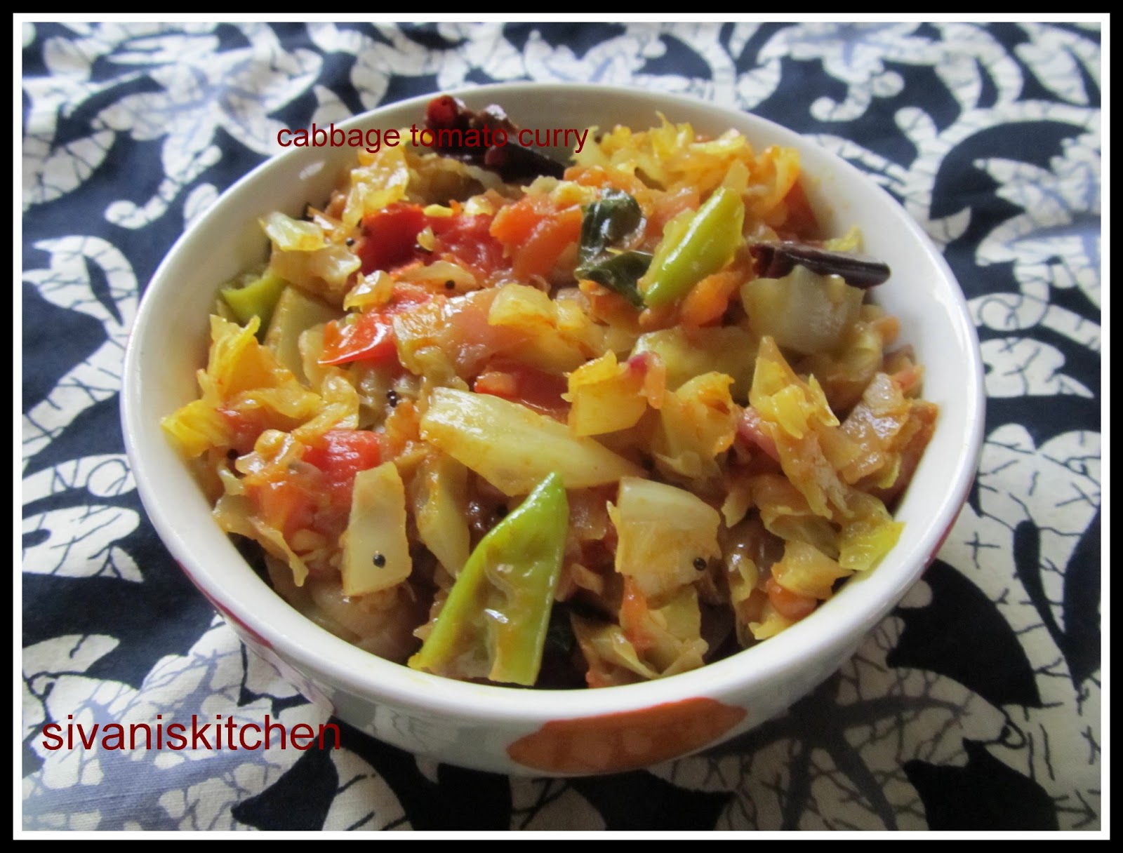Sivani's Kitchen Cabbage Tomato Curry
