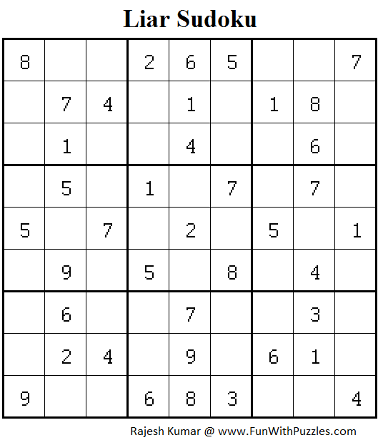 Liar Sudoku  (Daily Sudoku League #173)