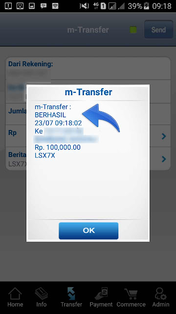 Tranfer sukses Tranfer sukses