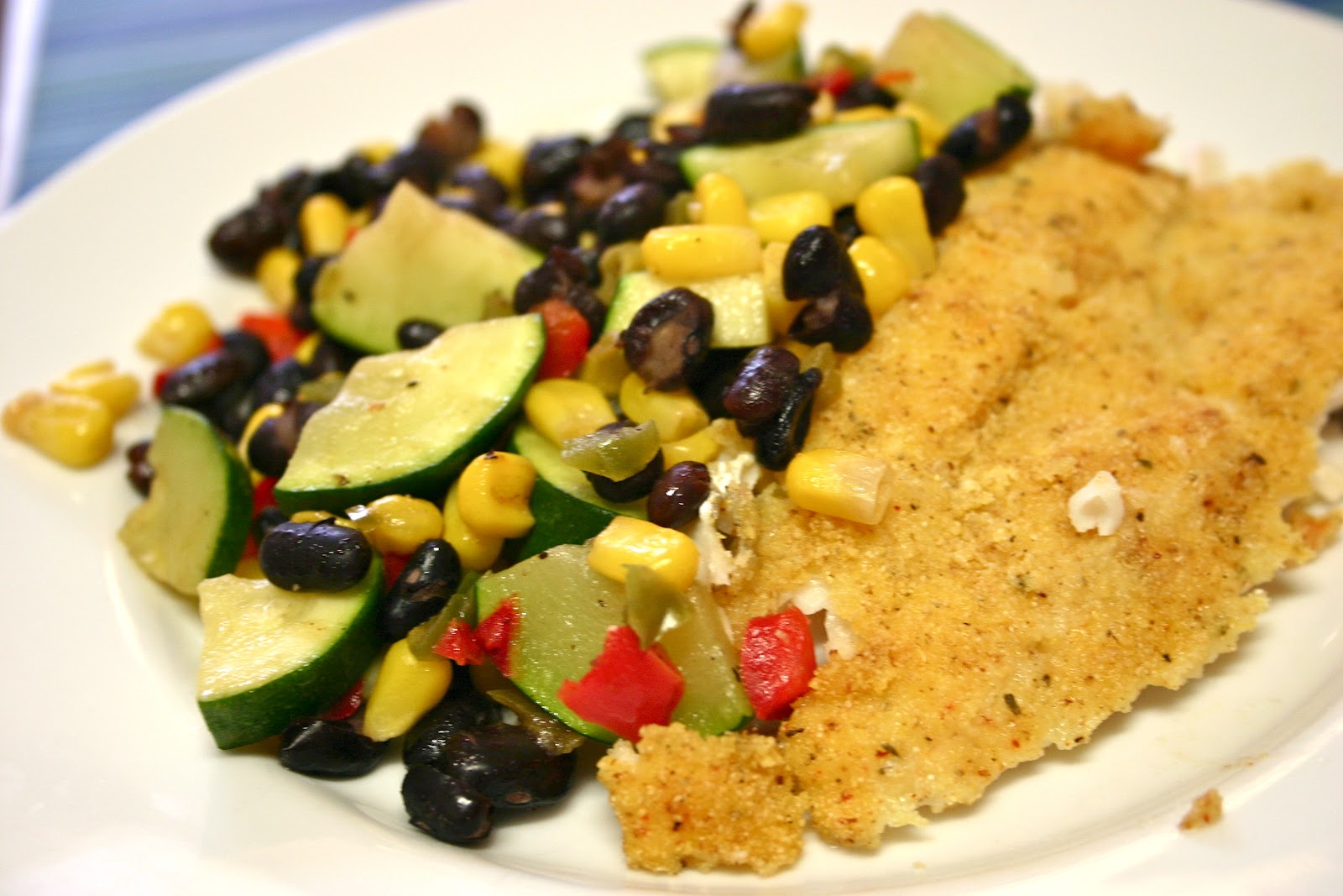 The Dancer Bakes CornmealCrusted Haddock and Black Bean Corn Saute
