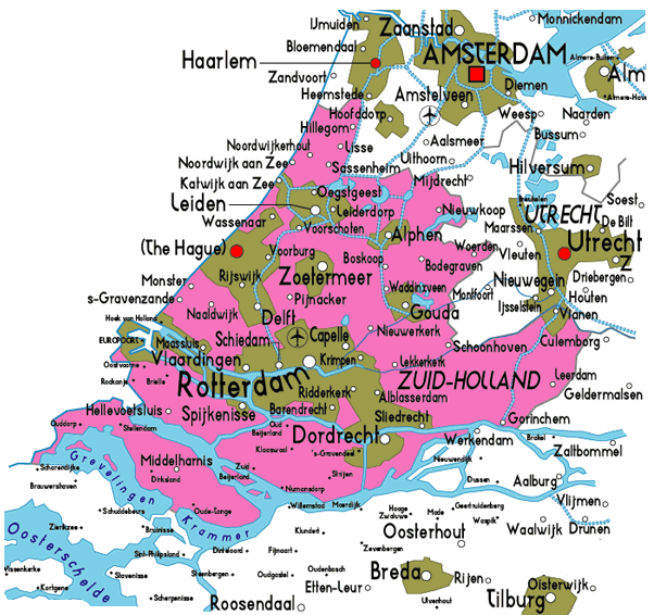 Map of ZuidHolland Province City Map of Netherlands Political Regional Province Map of ZuidHolland Province City Map of Netherlands Political Regional Province