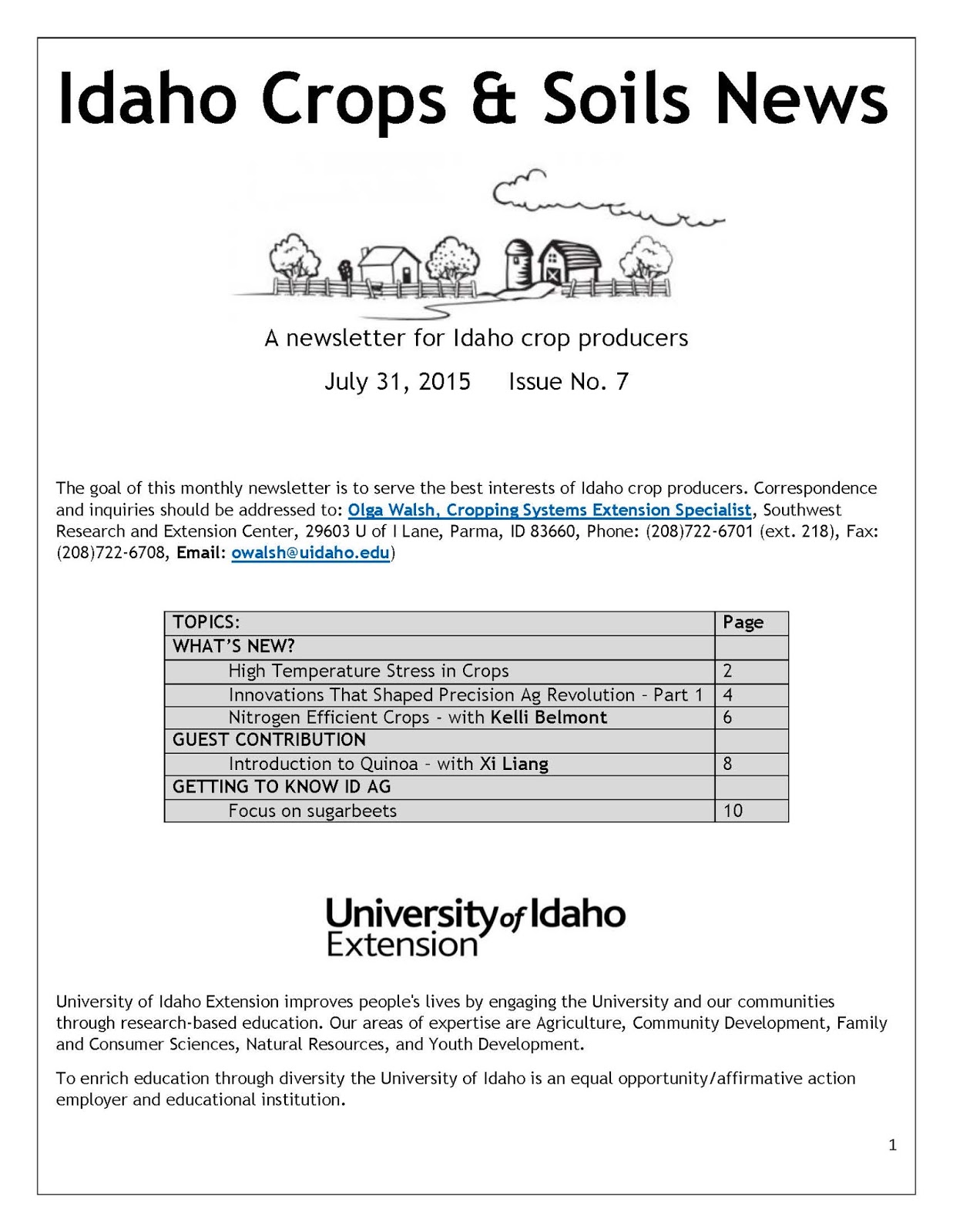 Idaho Crops & Soils August 2015