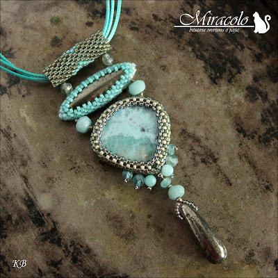 wisior z larimarem i apatytem, larimar pendant