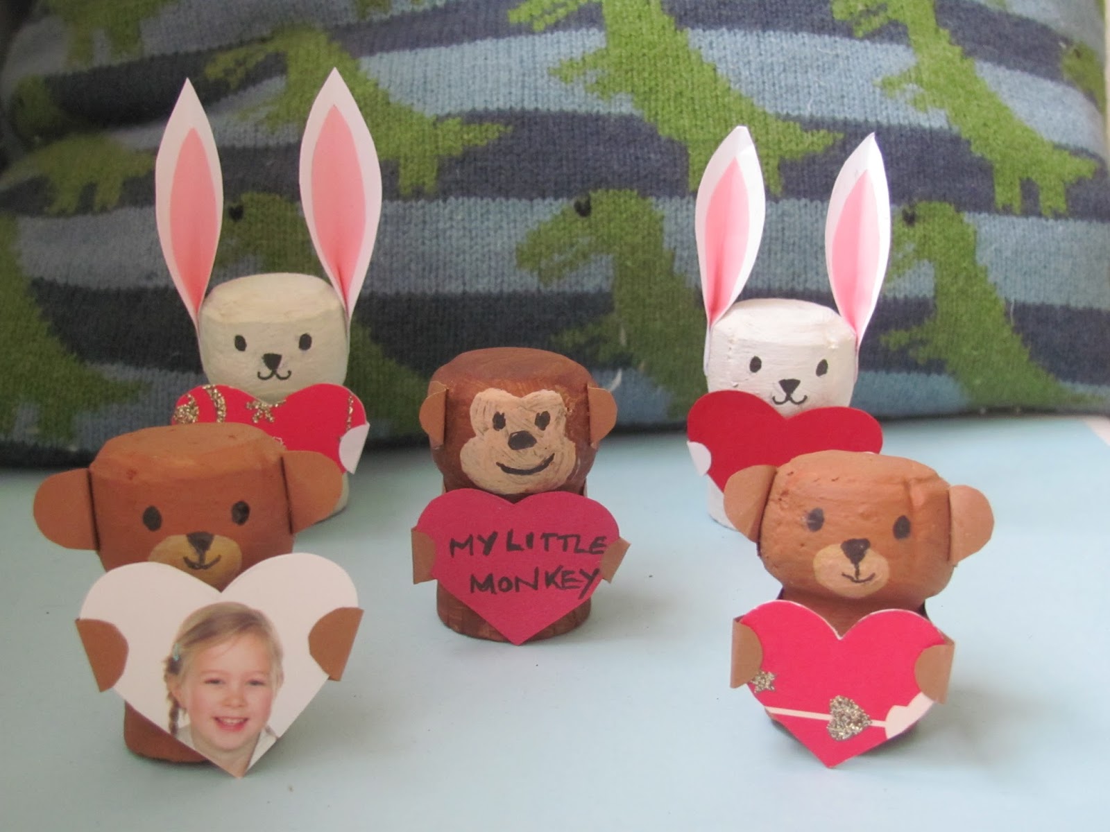 Jumble Tree Ted with a heart cork craft for Mother's Day