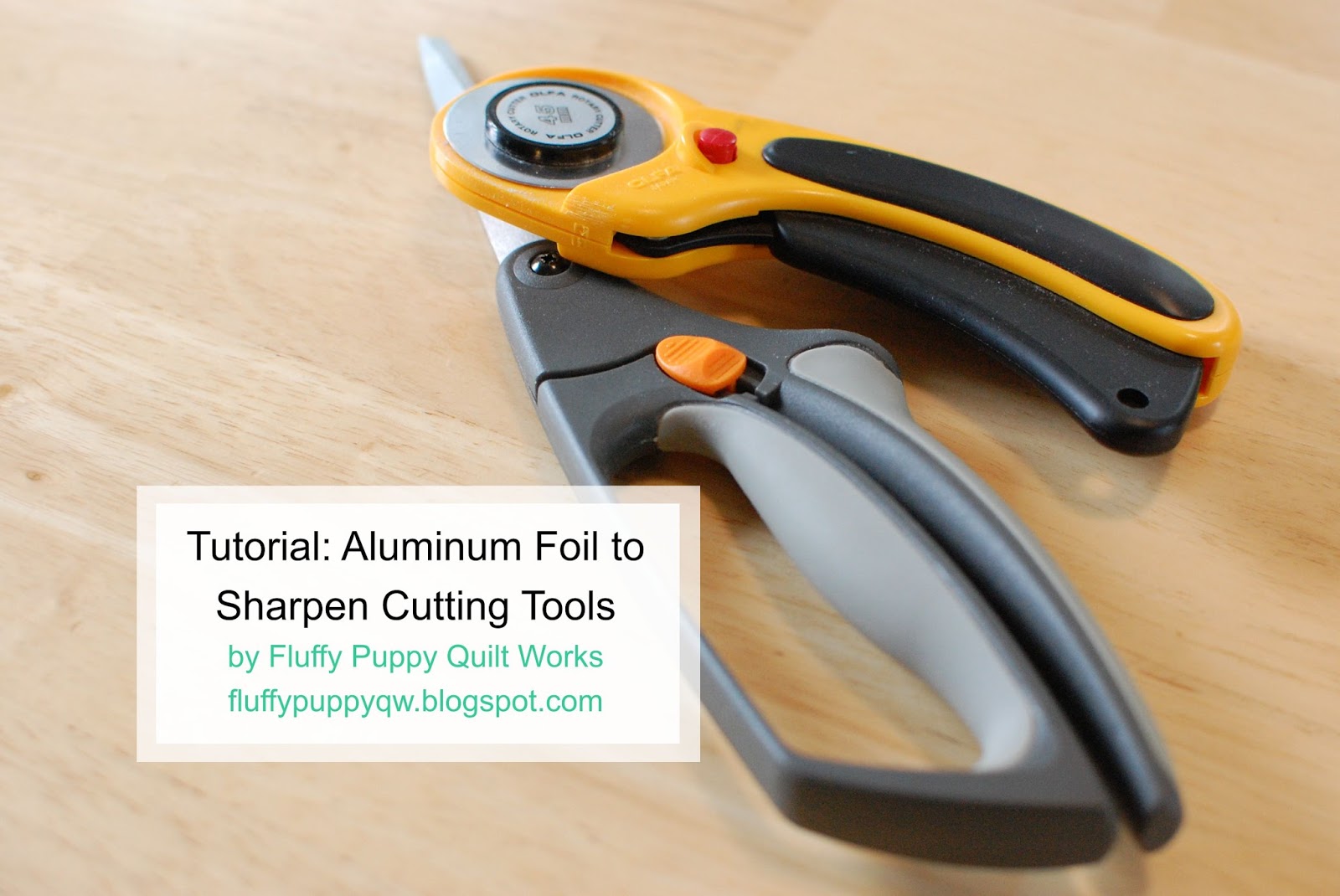 Fluffy Puppy Quilt Works Sharpening Sewing Scissors and Rotary Cutters