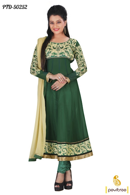 green color chiffon wedding anarkali salwar suit online shopping at best price