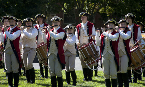 The Ancient Mariners Fife and Drum band march in the Memorial Day
