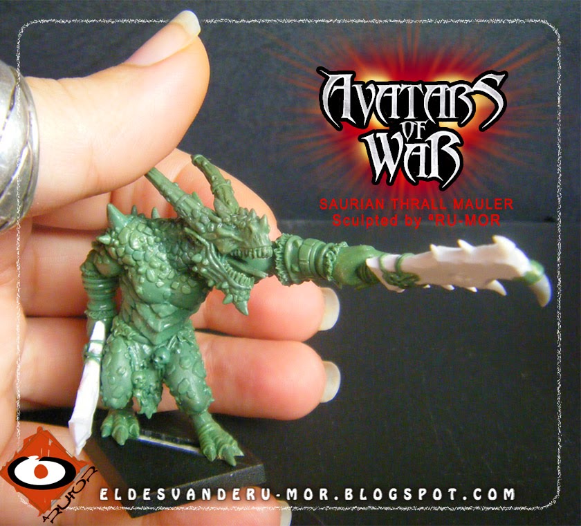 Miniatura hecha por ªRU-MOR para Avatars of War, Saurio mutilador, fantasy, Wayne England