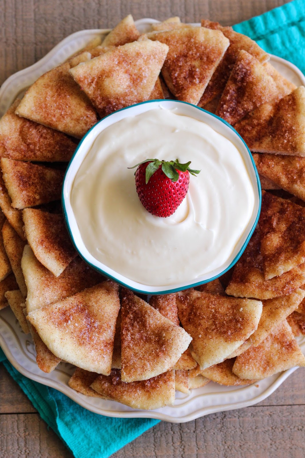 Eat Cake For Dinner Cinnamon Sugar Wedges with Cream Cheese Dip