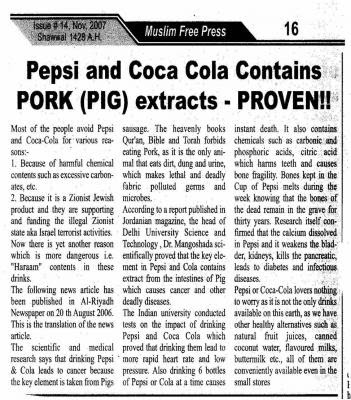 Laman Emjay: Produk babi dlm pepsi & coca cola