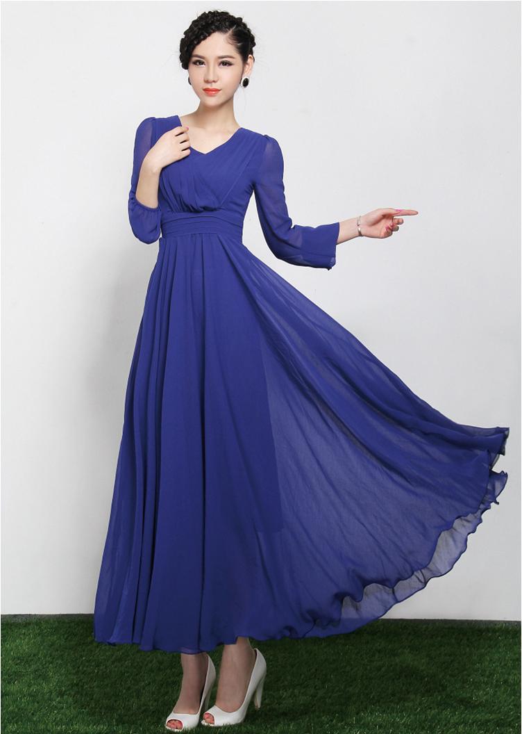 Duchess Fashion: Malaysia Online Clothes Shopping: Long Sleeve Chiffon Maxi