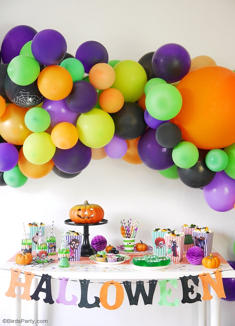 A Hotel Transylvania #Halloween Movie Party with Free Printables - fun party decorations, food, and DIY costumes for a fang-tastic celebration! - HotelT3 is available on Digital now and Blu-ray and DVD  on 10/9” | #sponsored content created by @birdsparty for @hotelt #HotelT3 #HotelTransylvania3 #HotelTransylvania