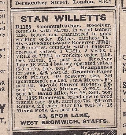Stan Willetts, a old friends shop supplied me parts and radios