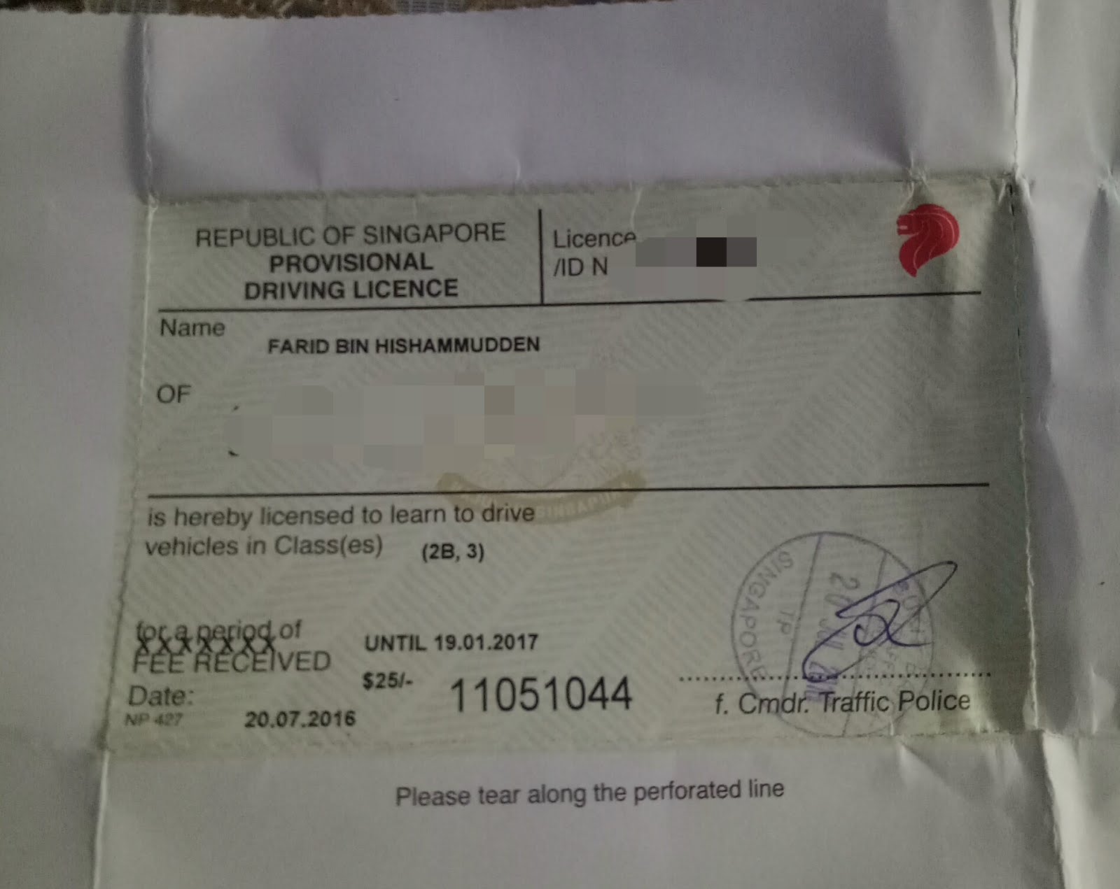 Provisional Driving License (PDL) ~ Motorcycle SG