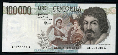Italian Currency 100000 lire banknote money bill