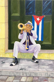 Havana musician, oil painting Cuba