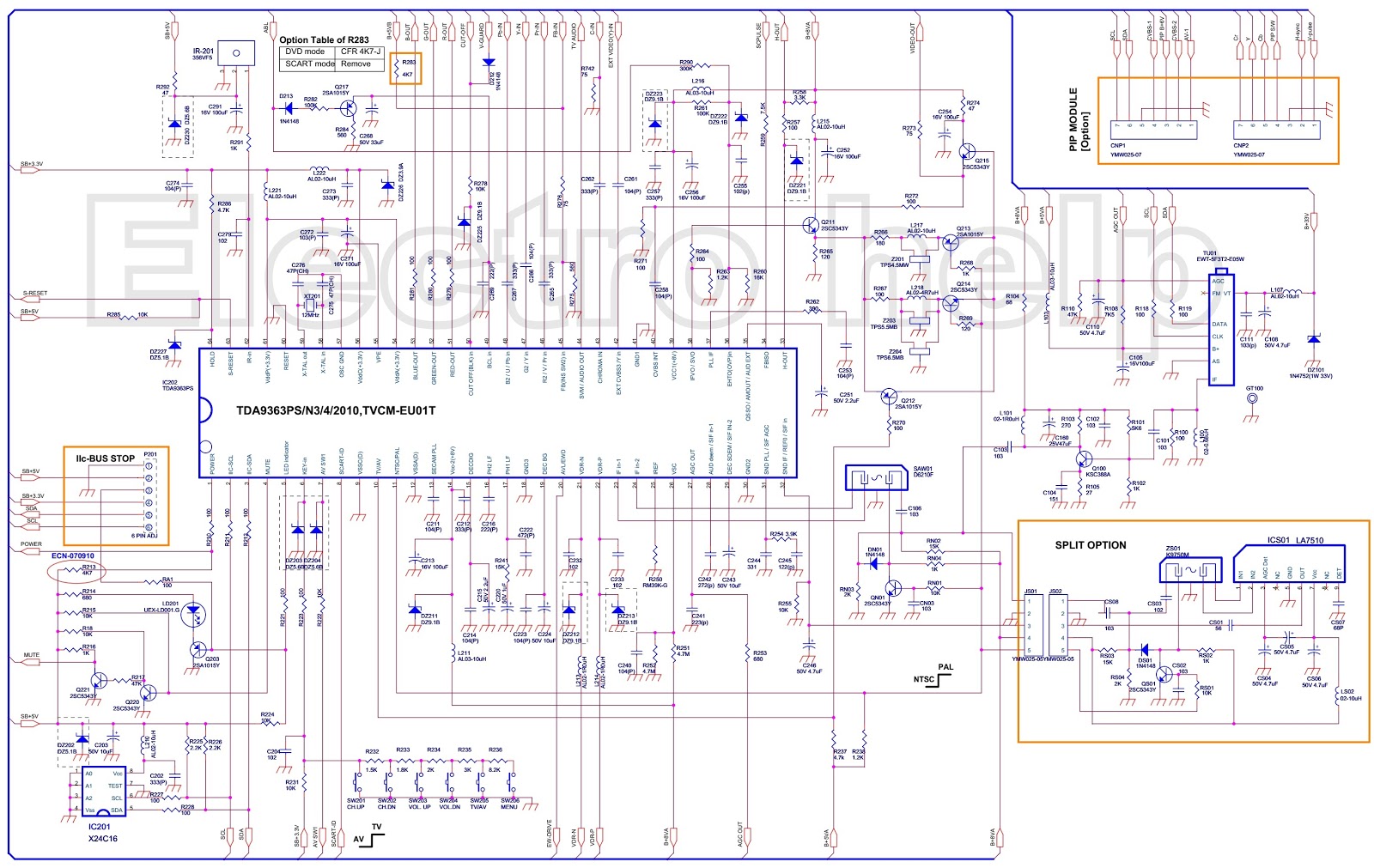 Electro help: Color TV CRT type - circuit diagram - TDA9363PS N3 4 2010