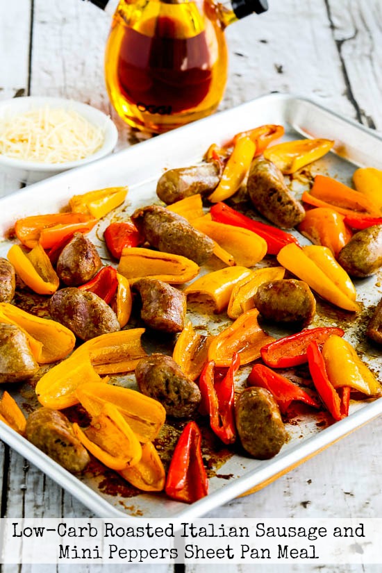 Low-Carb Roasted Italian Sausage and Sweet Mini Peppers Sheet Pan Meal