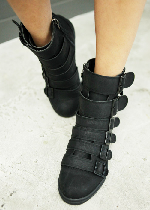 [Stylenanda] Buckled High Top Boots | KSTYLICK - Latest Korean Fashion ...