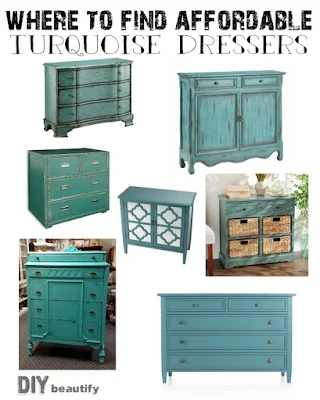 I've sourced some amazing and affordable Turquoise Dressers; check them out at DIY beautify!