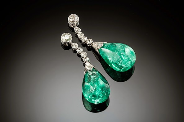 antique diamond earrings with green gemstone