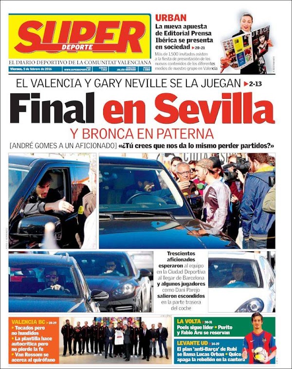 Valencia, Superdeporte: "Final en Sevilla y bronca en Paterna"
