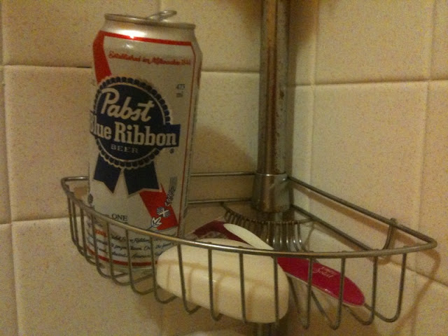 The shower beer is a great dude tradition. Singing in the shower while drinking beer. Suds and Suds
