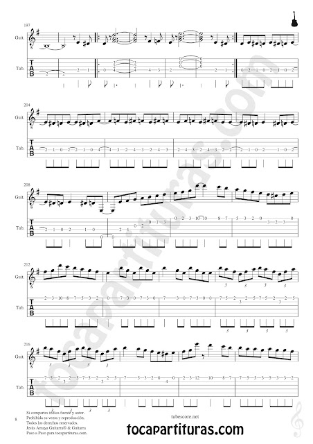 PARTITURA 8 Partitura y Tablatura de Entre dos aguas Partituras para Guitarras Sheet Music for Guitar