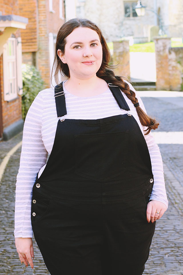 black plus size dungarees