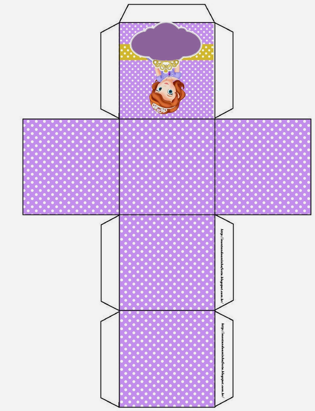 Fiesta de Princesa Sofía: Cajas para Imprimir Gratis. Caja cubo.