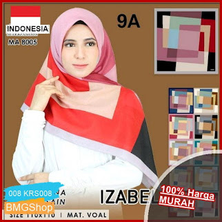 KRS008 Segi Empat Motif Jilbab Azara BMGShop